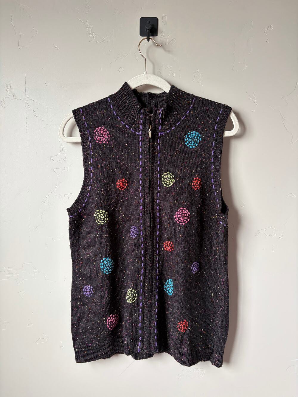 NWT Coldwater Creek Seasonal Swirl Sleeveless Full-Zip Sweater Vest- Size Large
